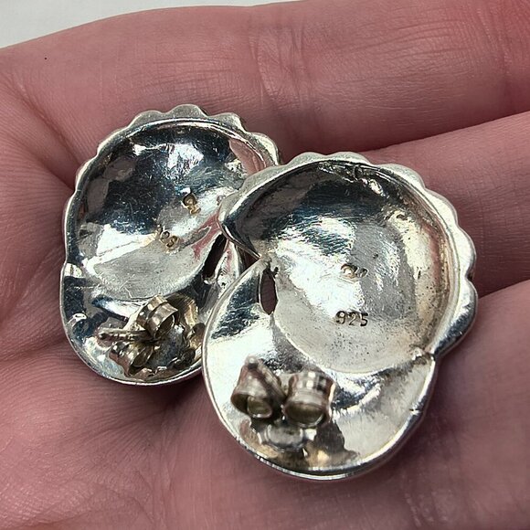 Vintage Sterling Silver Marcasite Fan Earrings - Picture 2 of 5